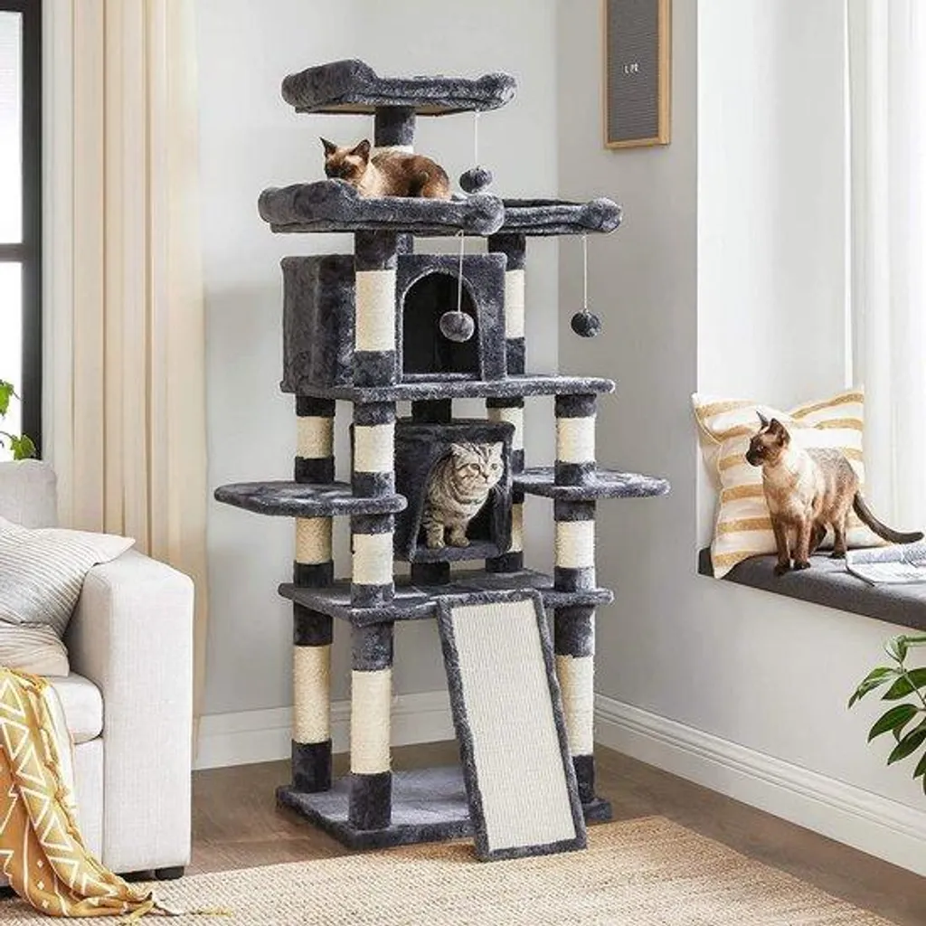 Aire de repos pour chat 172 cm avec griffoirs sisal et 3 étages d'observation