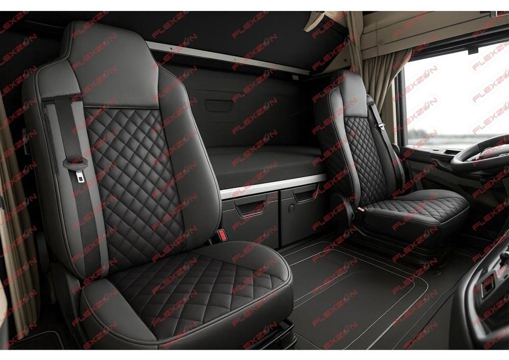 Set 1+1 Sitzbezüge aus Kunstleder für IVECO STRALIS S-WAY 2021 - schwarz