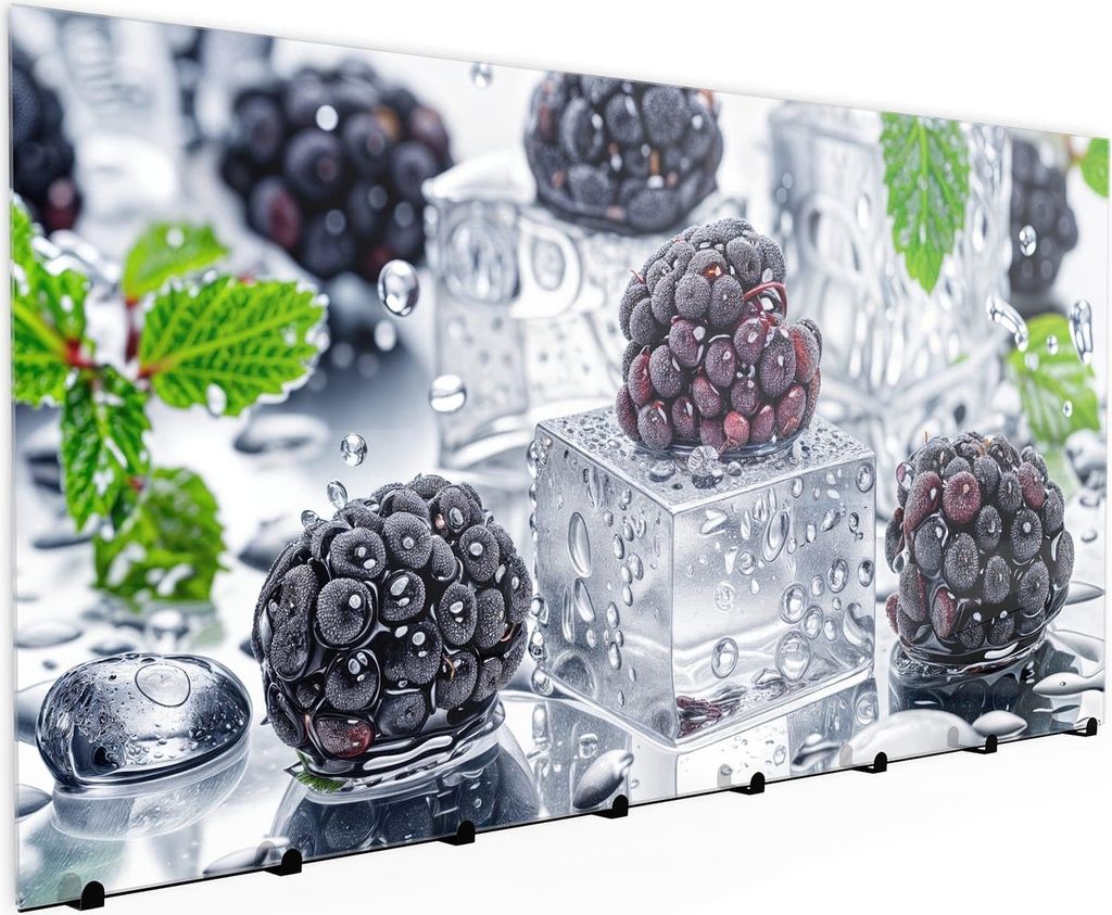 Wandgarderobe mit Magnetwand & Memoboard aus Glas Brombeeren Eiskalt