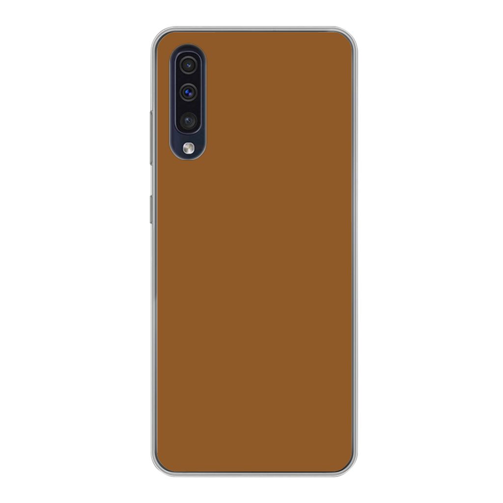 MuchoWow Handyhülle Schutzhülle Hülle für Samsung Galaxy A30s Braun - Erdton - Unifarben Silikon Softcase Handy Hülle - Karteninhaber
