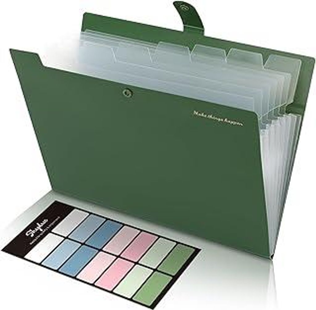 SKYDUE Dokumentenmappe A4, Mappe Mit 8 Fächern, Fächermappe A4 Mit Etiketten, Tragbar Ordnungsmappe Mappen Ordnersystem, Document Folder Für Zuh...