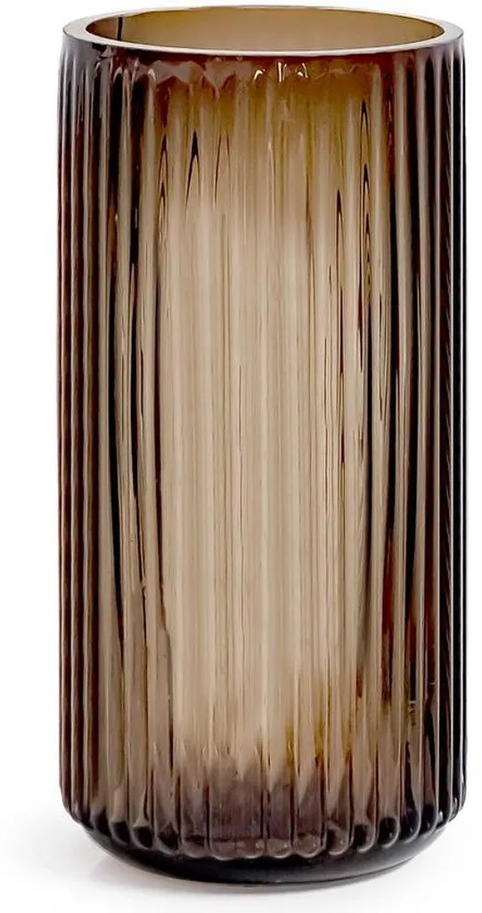 Vase en verre transparent à rayures 25 cm, design chic pour fleurs séchées