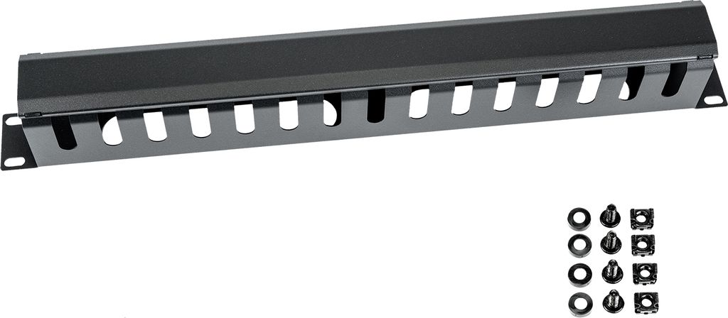 HMF 65451 Kabelkanal horizontal für Serverschrank, 19 Zoll, 1 HE, Schwarz