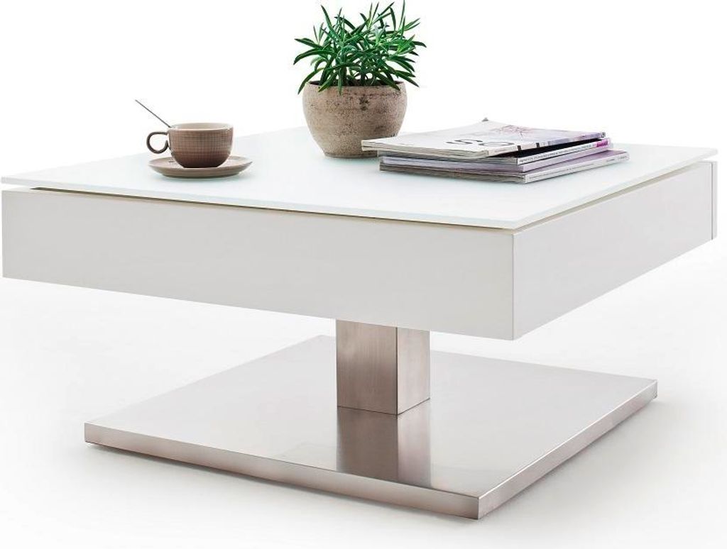 Couchtisch Mariko | Glas / MDF | 75x75 | weiß