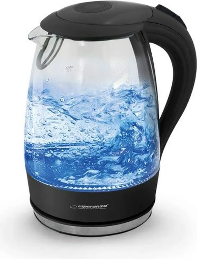 Esperanza EKK011K Bollitore 1.7 Litri 2200W Vetro e LED Blu Nero - 1
