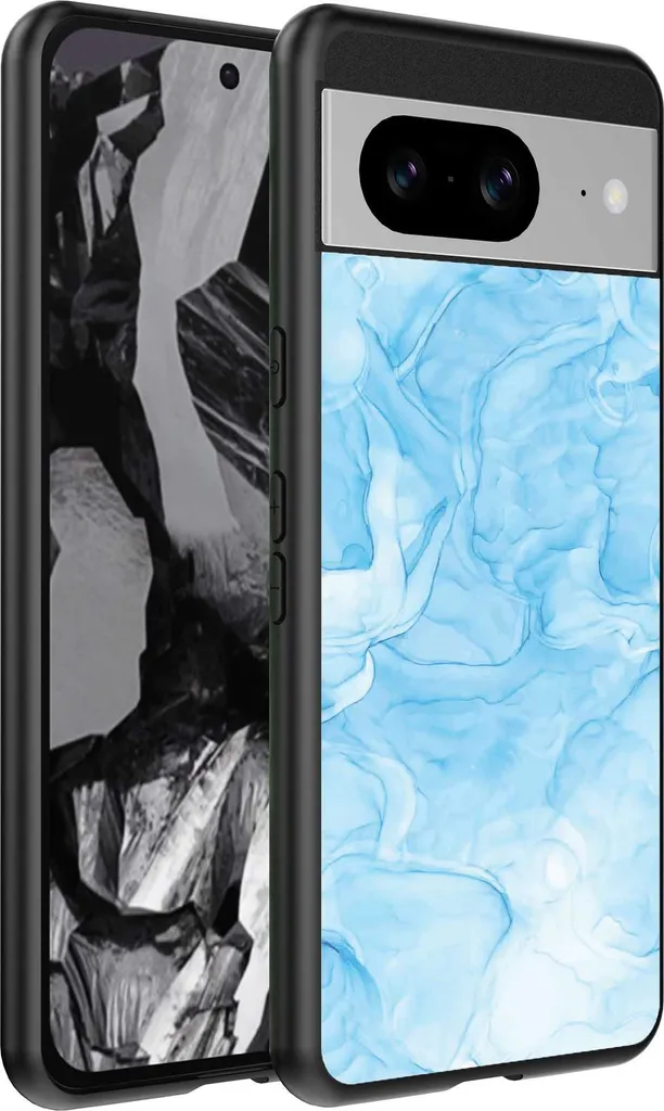 Adatto per Google Pixel 8A Custodia per telefono con stampa in marmo - Custodia posteriore in TPU con design in marmo - Azzurro - Smartphonica