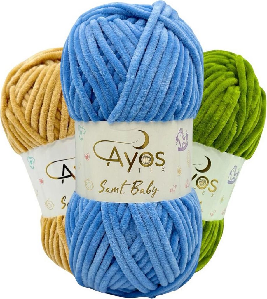 Ayos Samt Baby 14 Gelb Chenillegarn Strickgarn Babywolle Produktbild 2