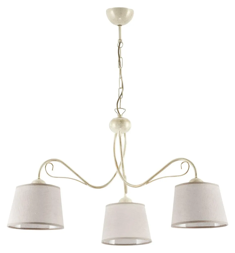 Lustre suspension design KAMELIA coloris écru en métal 3 lumières E27