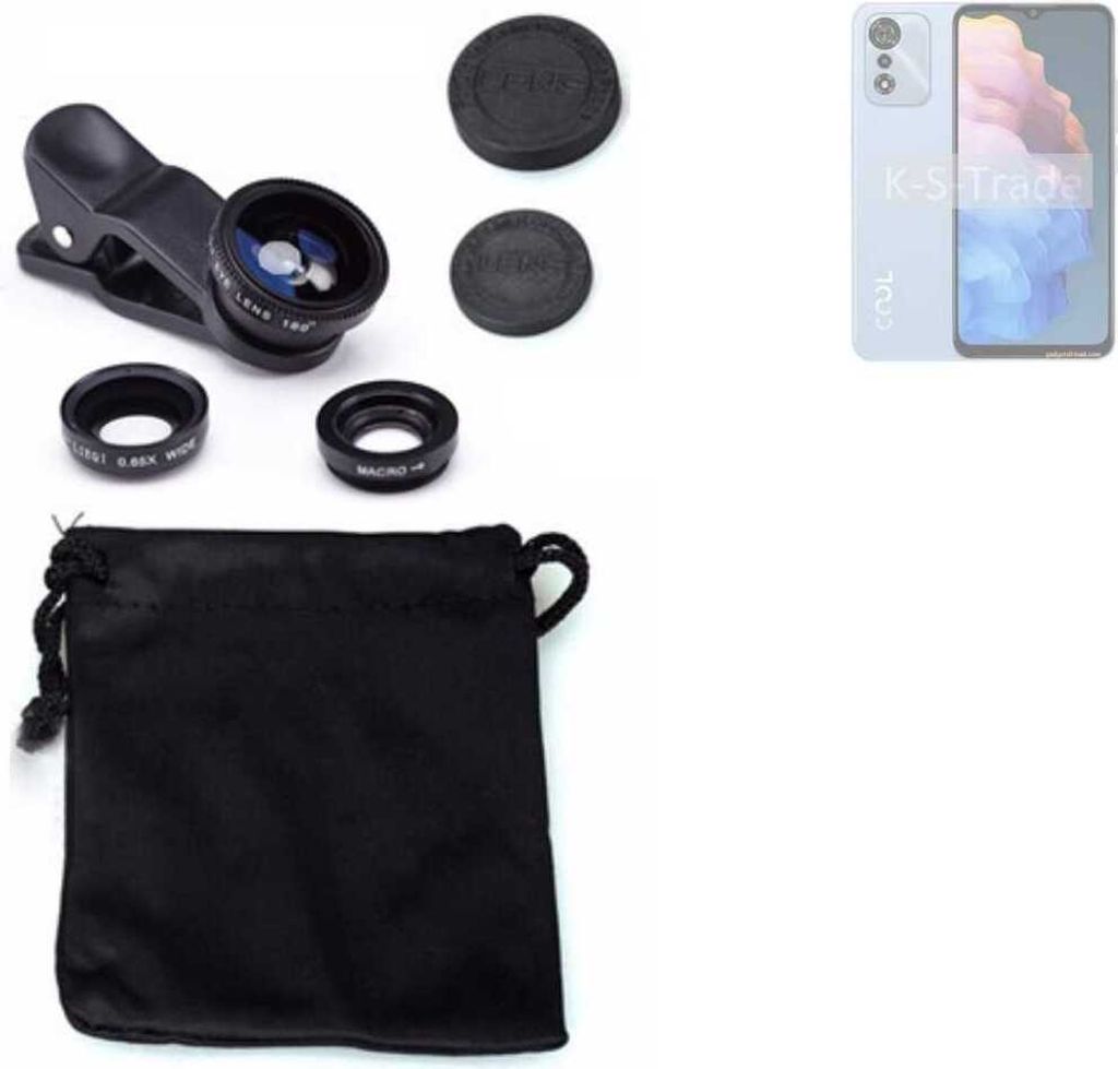 K-S-Trade Smartphone Kamera Linsen Set Kompatibel mit Coolpad Cool 30 3in1 Clip-On Kamera Adapter Macro Weitwinkel FishEye Fischauge Objektiv Linse