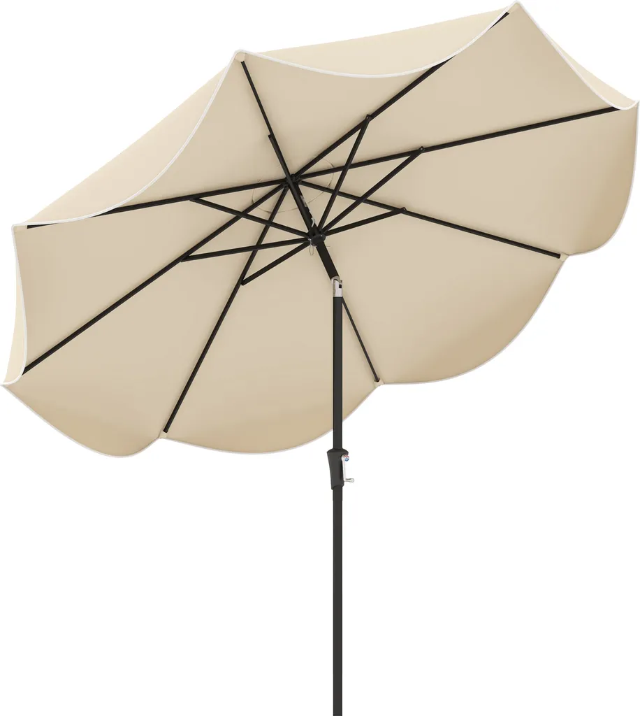 Parasol de terrasse inclinable 270cm beige avec manivelle pratique