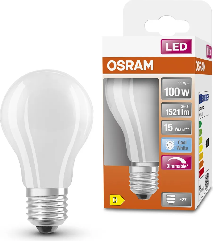 Ampoule LED Filament OSRAM E27 12W (100W) Blanc Froid 4000K Réglable Mat - 7