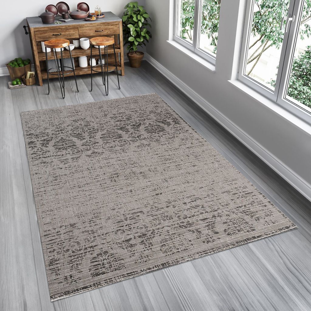 Teppich Schwarz Modern Flachgewebe Sisal Wohnzimmer Küche 120x170 160x230 