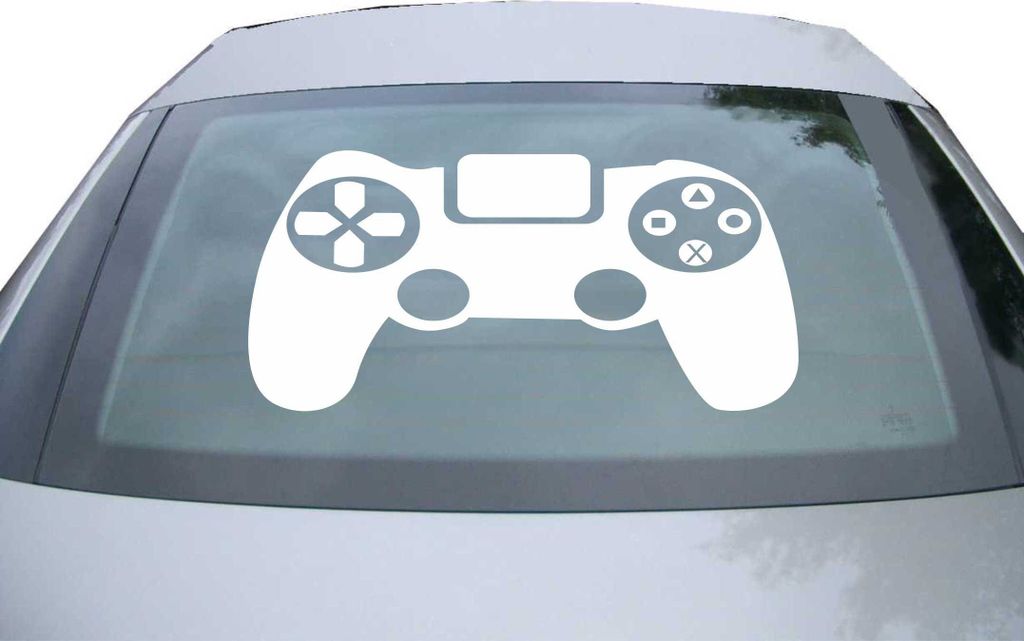 Indigos UG - Aufkleber Heckscheibe & Motorklappe DE7036 - weiß - 600x528 mm - Controler Retro Spiel zocken Games Spiel - Auto Scheiben Fenster Hec...