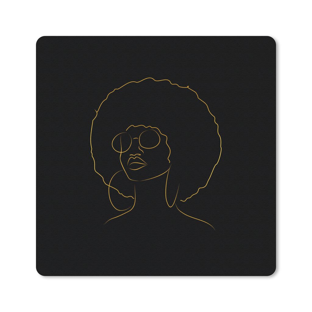 MuchoWow Mauspad Mousepad Frau - Brille - Gold - Schwarz 20x20 cm - Mousepads - Maus Mat - Pad - Mausunterlage - Desk Mat - Bureauartikeln