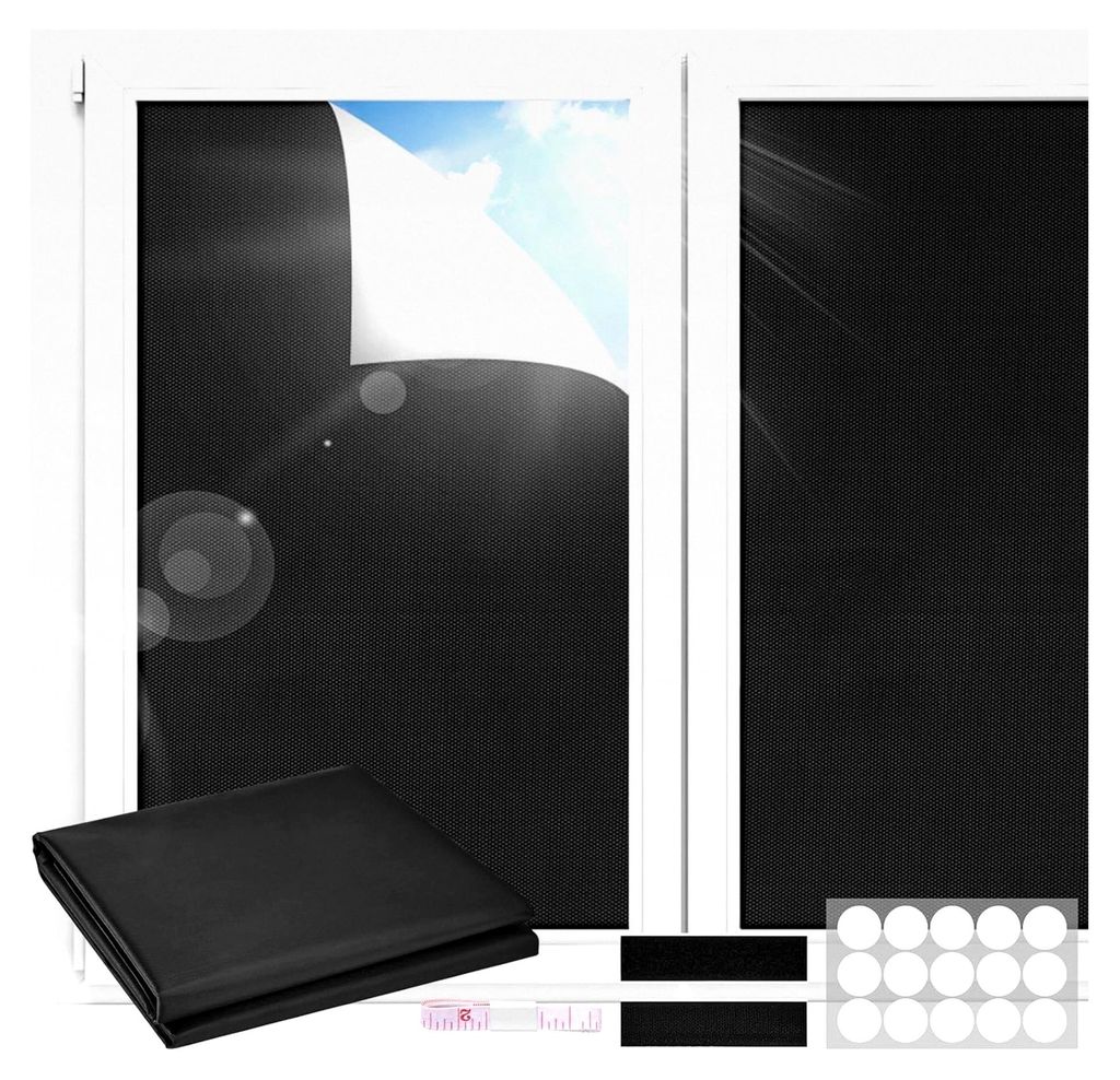 Verdunklungsrollo ohne Bohren 300x150 cm, Fensterverdunkelung, tragbares Reise-Verdunkelungsrollo, Blackout, Sonnenschutz