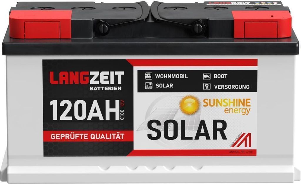 Langzeit Solarbatterie 120AH 12V Wohnmobilbatterie