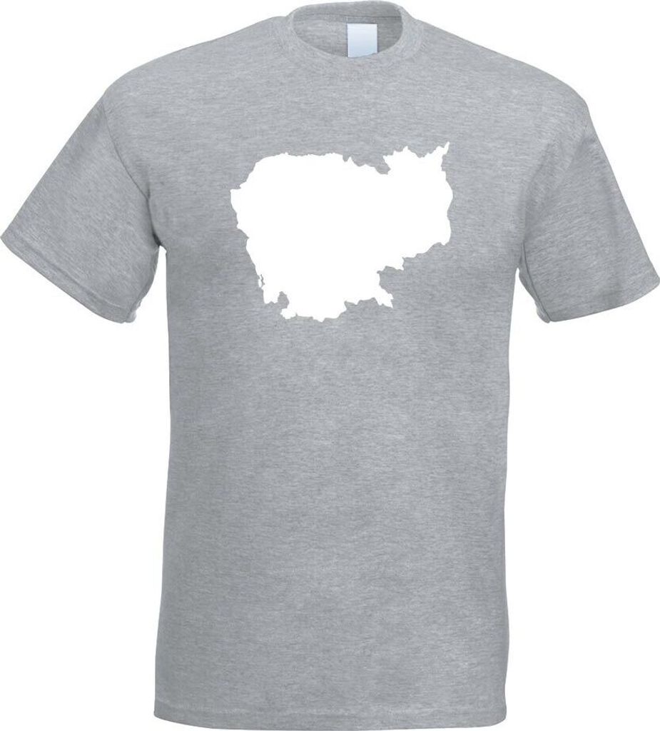 Kiwistar - T-Shirt - Graumeliert - Kambodscha Umriss Kontur Herren Funshirt Bedruckt Design Sprüche Spruch Motive - mit Motiv Bedruckt - Funshirt ...