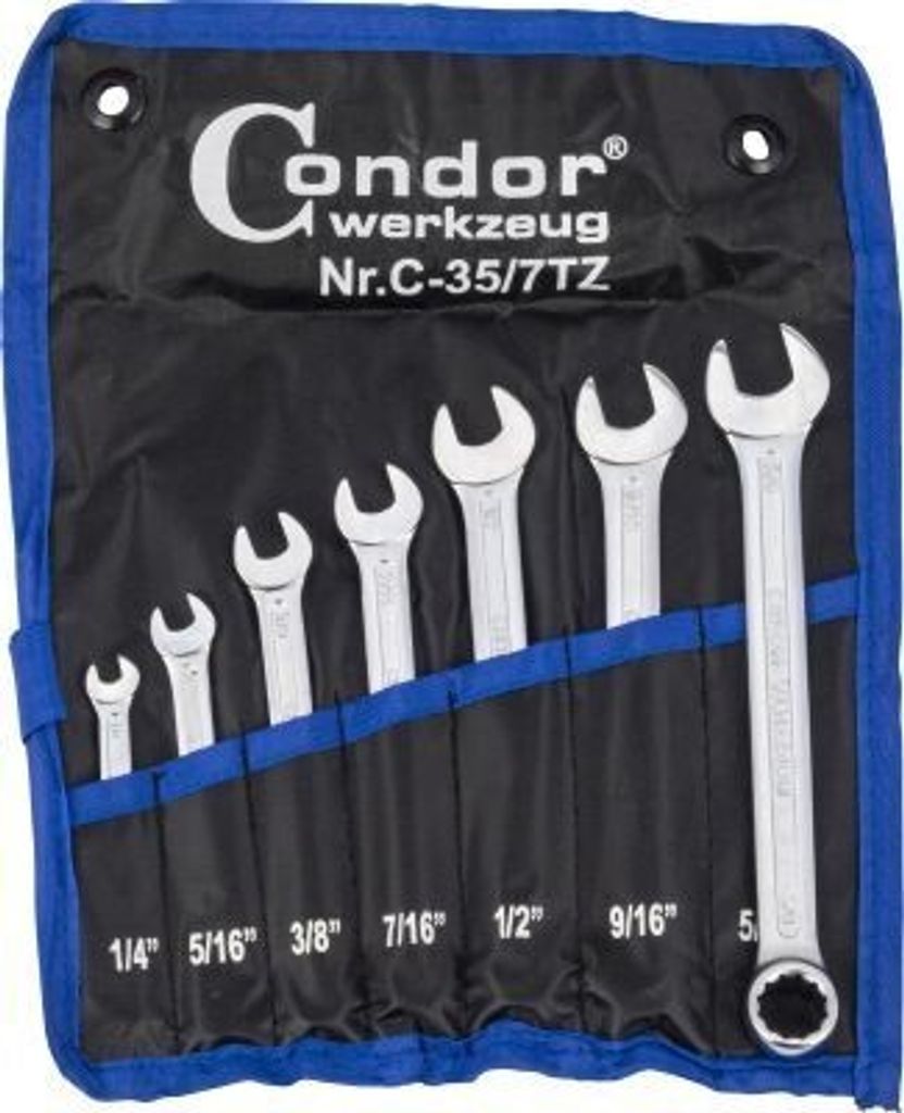 Condor werkzeug Ring- / Gabelschlüsselsatz 35-7TZ 150mm Chrom-Vanadium-Stahl