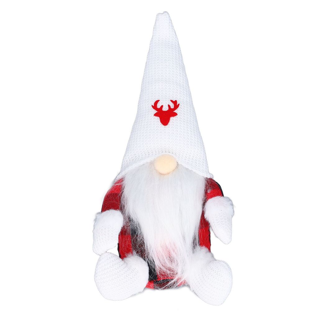 Weihnachtswichtel-Puppe, niedlicher Stoffwichtel im rot-schwarz karierten Outfit, Weihnachtsdekoration Typ 2