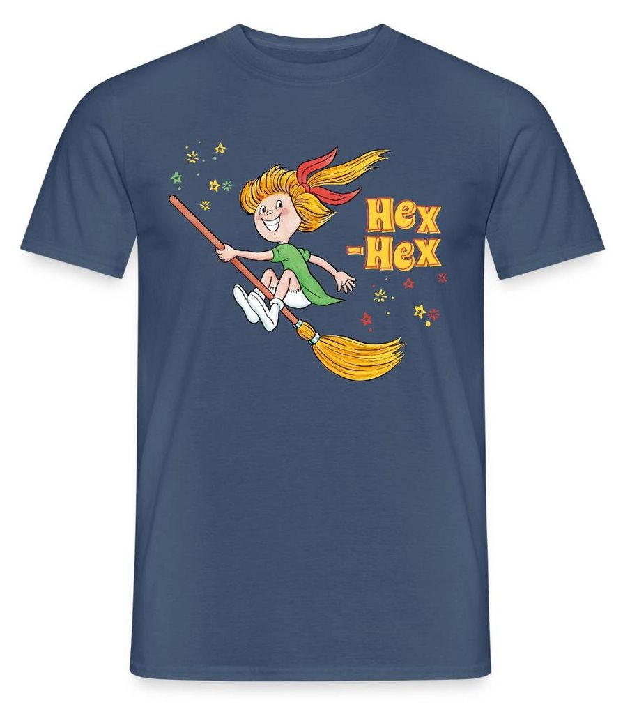 Spreadshirt Bibi Blocksberg Mit Bibi Und Kartoffelbrei Männer T-Shirt, S, Dunkles Denimblau