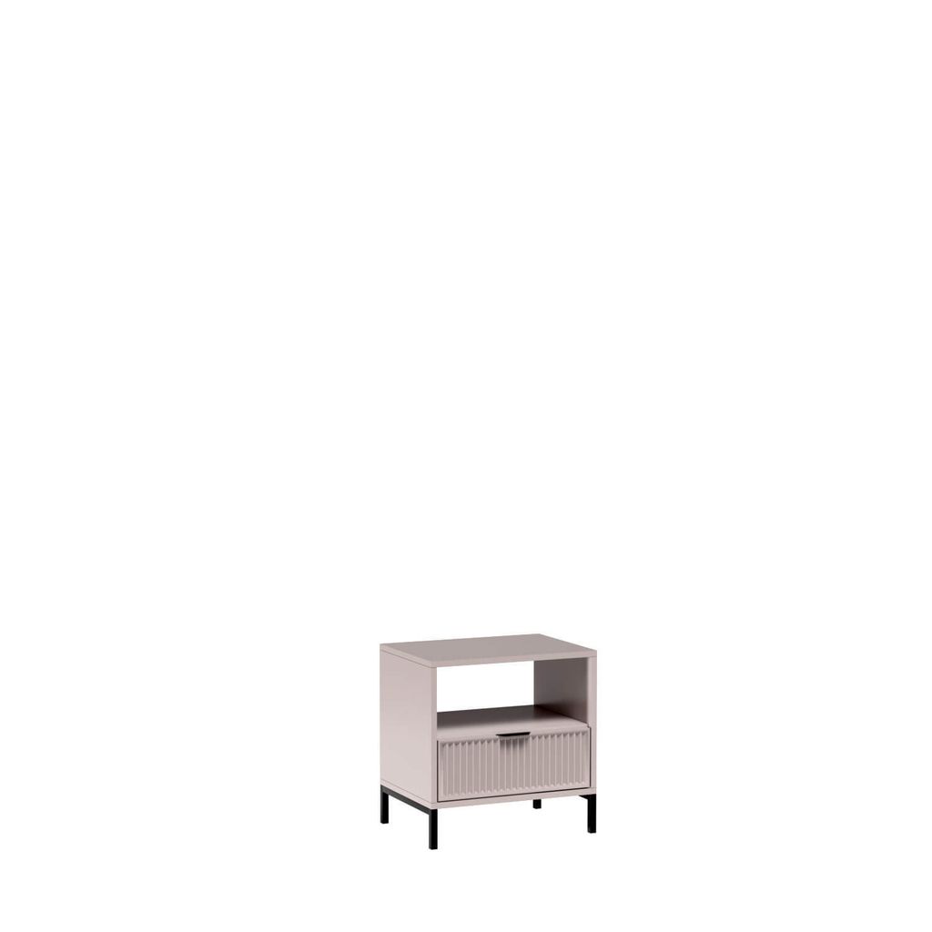 LS-7 Nachttisch, Nachtschrank, Beistelltisch mit Schublade, Cashmere Beige