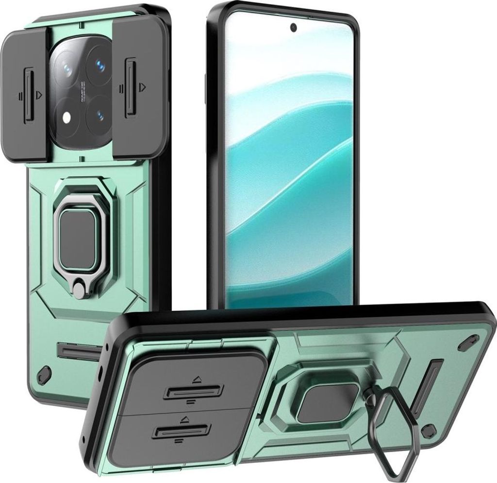 Xiaomi Redmi Note 14 Pro+ Hülle - Coverup Ring Ständer Back Cover mit Kamera Schutz - Grün