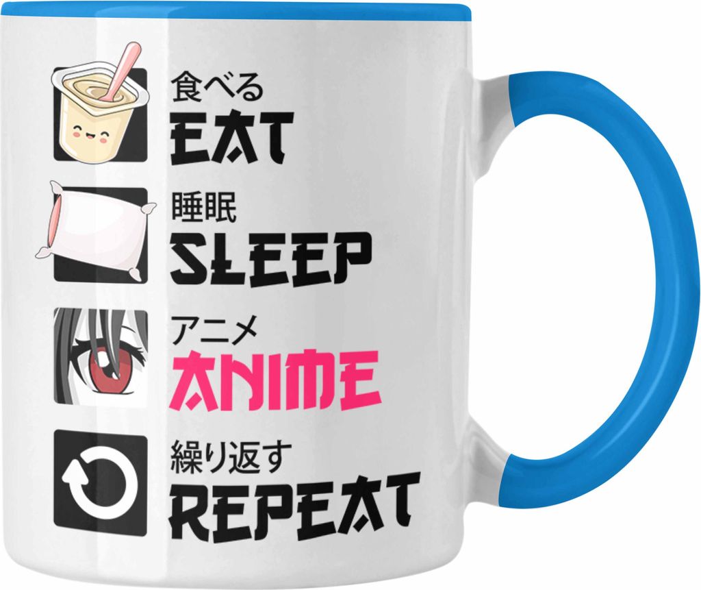 Trendation -  Eat Sleep Anime Tasse Geschenk Spruch Produktbild 
