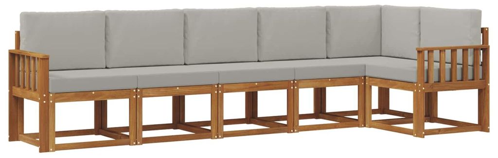 vidaXL Outdoor-Sofagarnitur mit Kissen 6 pcs Natürlich und Hellgrau
