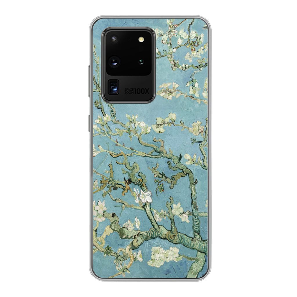 MuchoWow Handyhülle Schutzhülle Hülle für Samsung Galaxy S20 Ultra Mandelblüte - Van Gogh - Kunst Silikon Softcase Handy Hülle - Karteninhaber