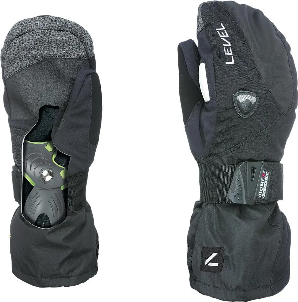 LEVEL Fly Mitt: Guanti da Snowboard Neri Taglia 9 con Biomex