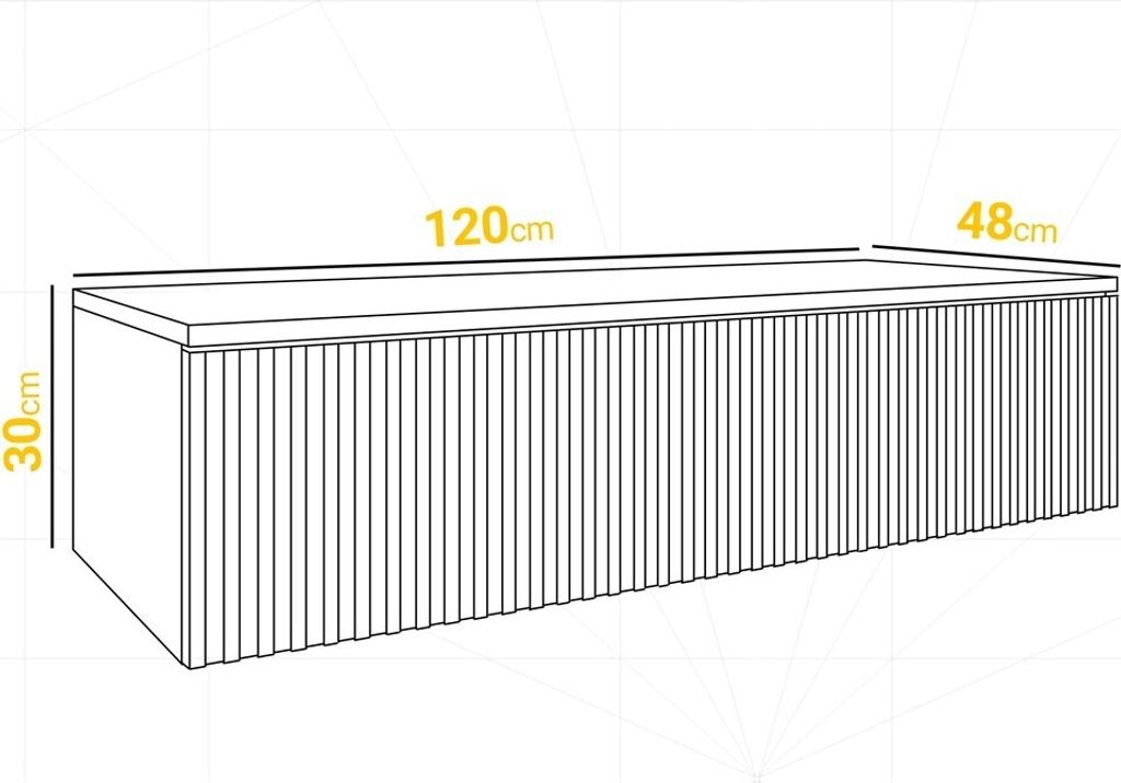 Easy4You Unterschrank LORE 120 cm Schwarz Hängeschrank Produktbild 2