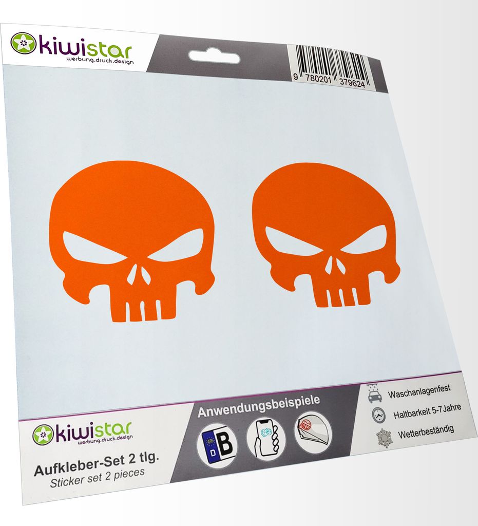 Kiwistar - 2x Kennzeichenaufkleber - orange - 21 mm - Krieger Aufkleber für Auto, Laptop, Fahrrad, LKW, Motorrad Mehrfarbig JDM Decal Racing