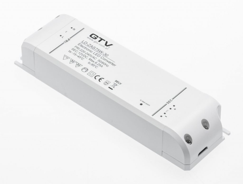 GTV  LD-ZAS75W-30 LED trafo AC220-240/DC12V, 75W ,  IP20 Produktbild 