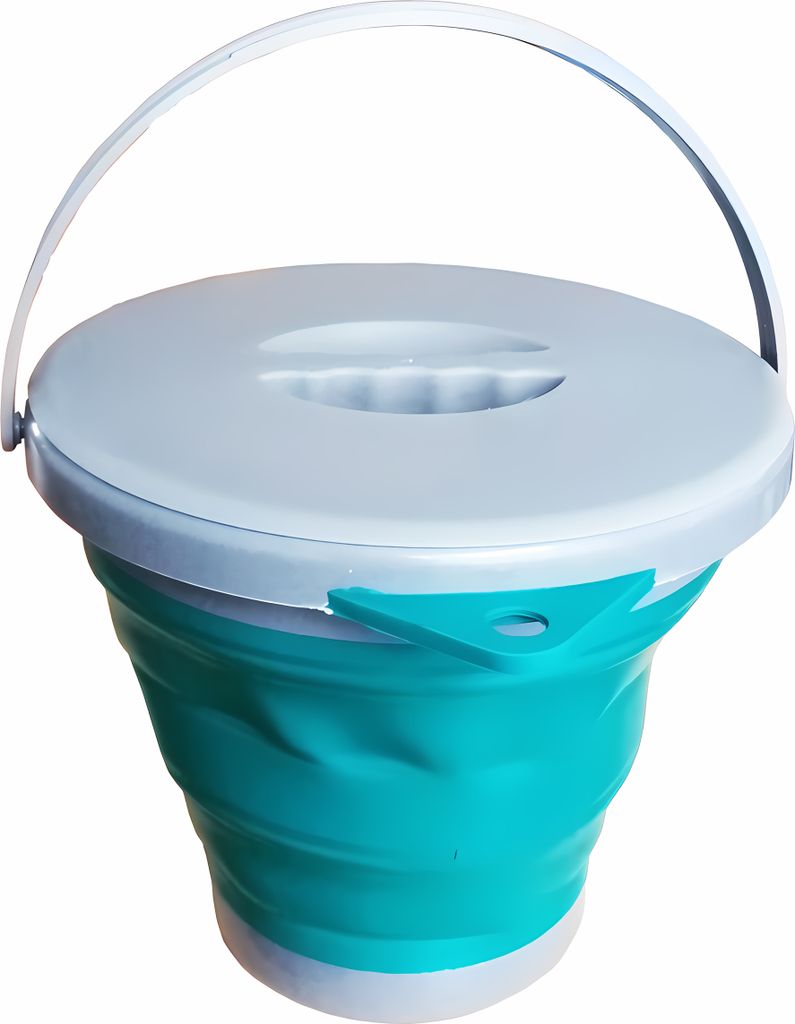 Faltbarer EIMER mit Deckel 5L Griff Tragehenkel Aufhängeöse Falteimer Putzeimer Campingeimer Wassereimer Angeleimer Angeln Camping 59