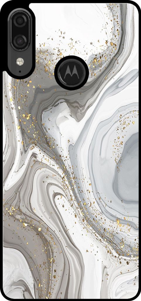 Smartphonica Phone Case Fit für Motorola Moto E6 Plus mit Marmor-Druck - TPU zurück Abdeckung Fall Marmor-Design - Silber