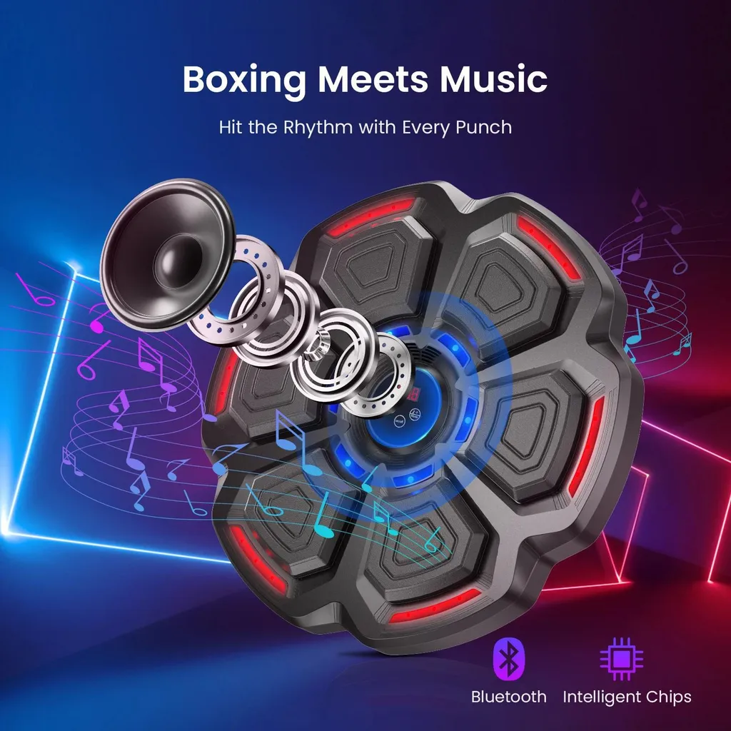 Machine de boxe musicale Bluetooth avec cible murale intelligente noire - 4