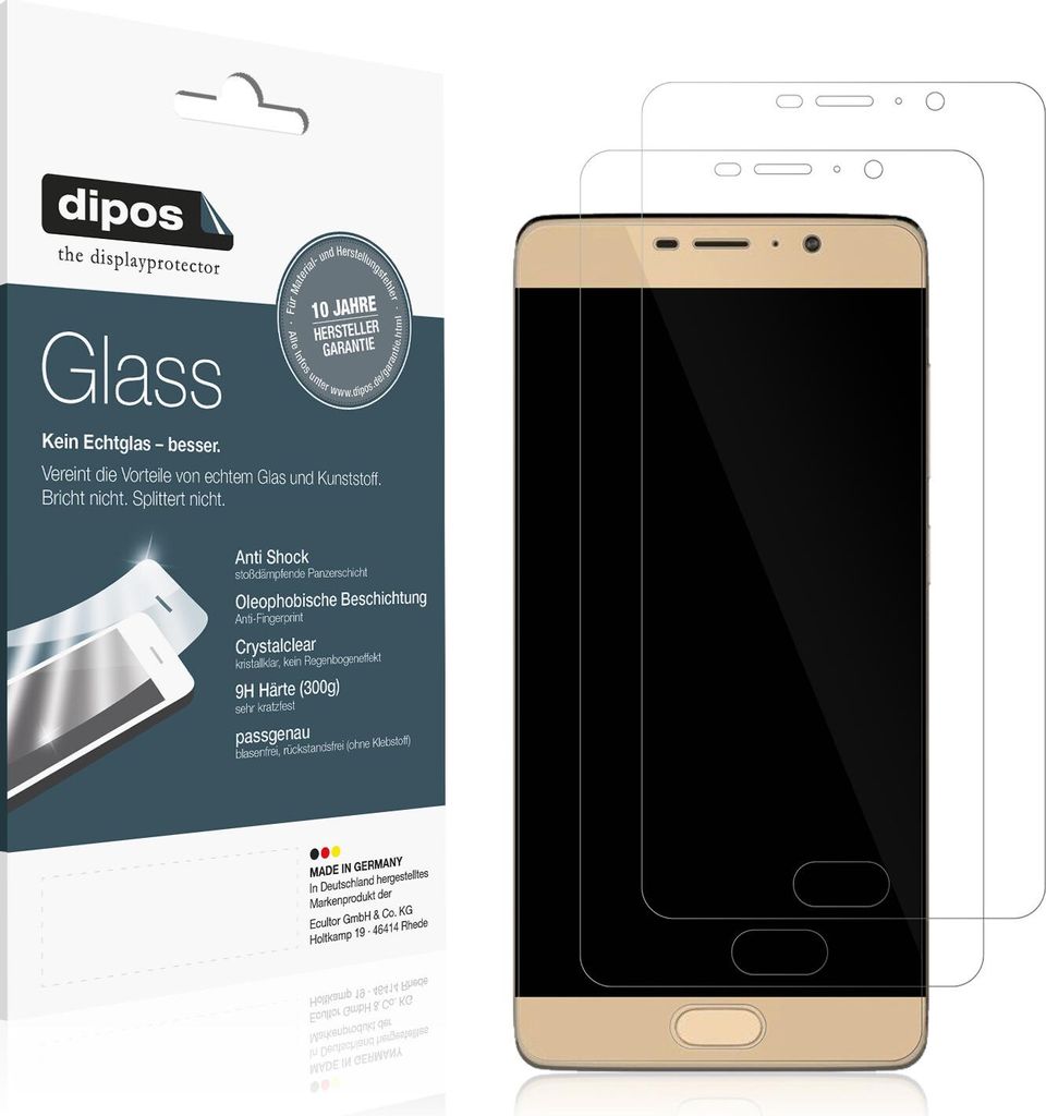 2x Schutzfolie für Panasonic Eluga A3 Pro - Anti-Shock 9H Folie dipos Glass Kunststoffglas
