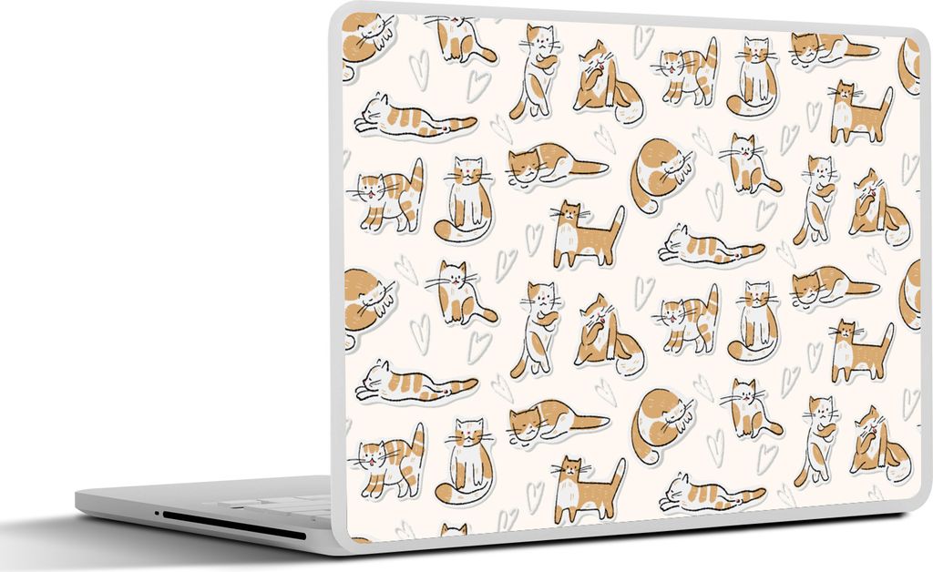 MuchoWow Laptop Aufkleber Sticker Cover Katze - Muster - Tiere 36.5x27.5 cm - Laptop-Sticker