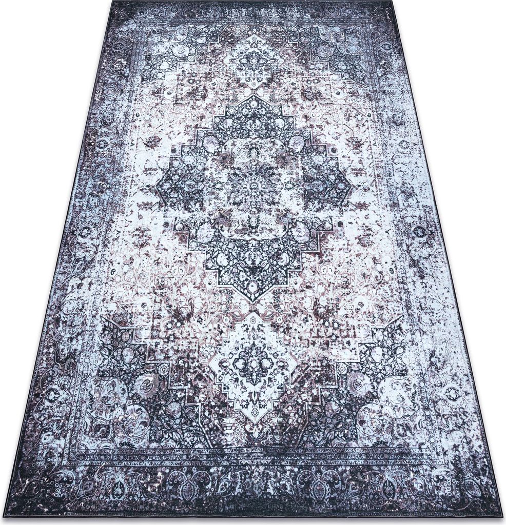 ANTIKA Teppich Ancret washedstone, modernes Ornament, waschbar - grau Grau 160x220 cm