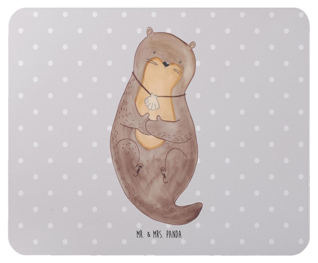 Mr. & Mrs. Panda Mouse Pad Otter Muschel - Grau Pastell - Geschenk, laptop mousepad, computer, pc mauspad, Tagträumen, Niedlich, Süß