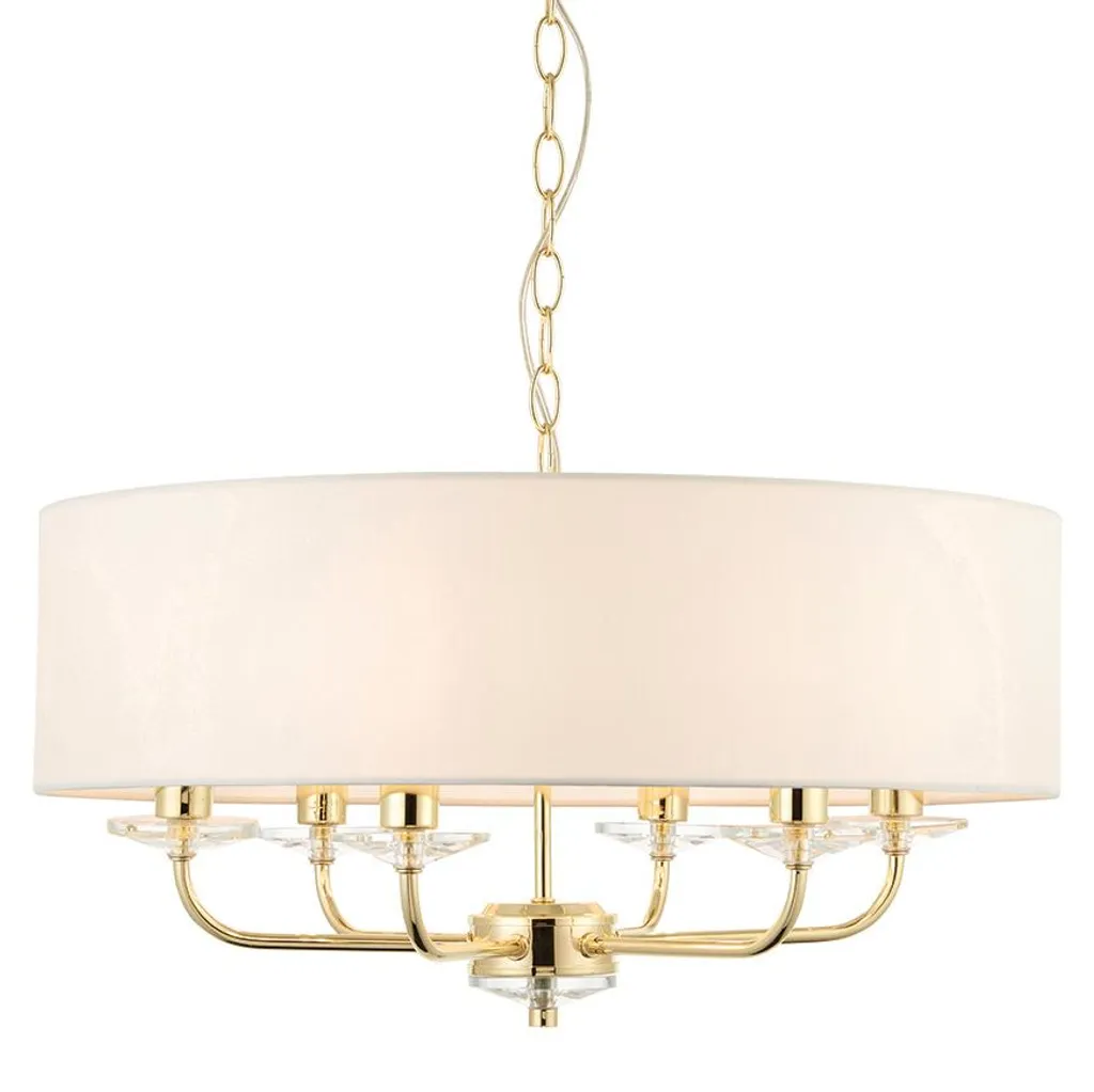 Lustre Suspension Design Doré 6 Lumières NIXON en Métal de Luxe