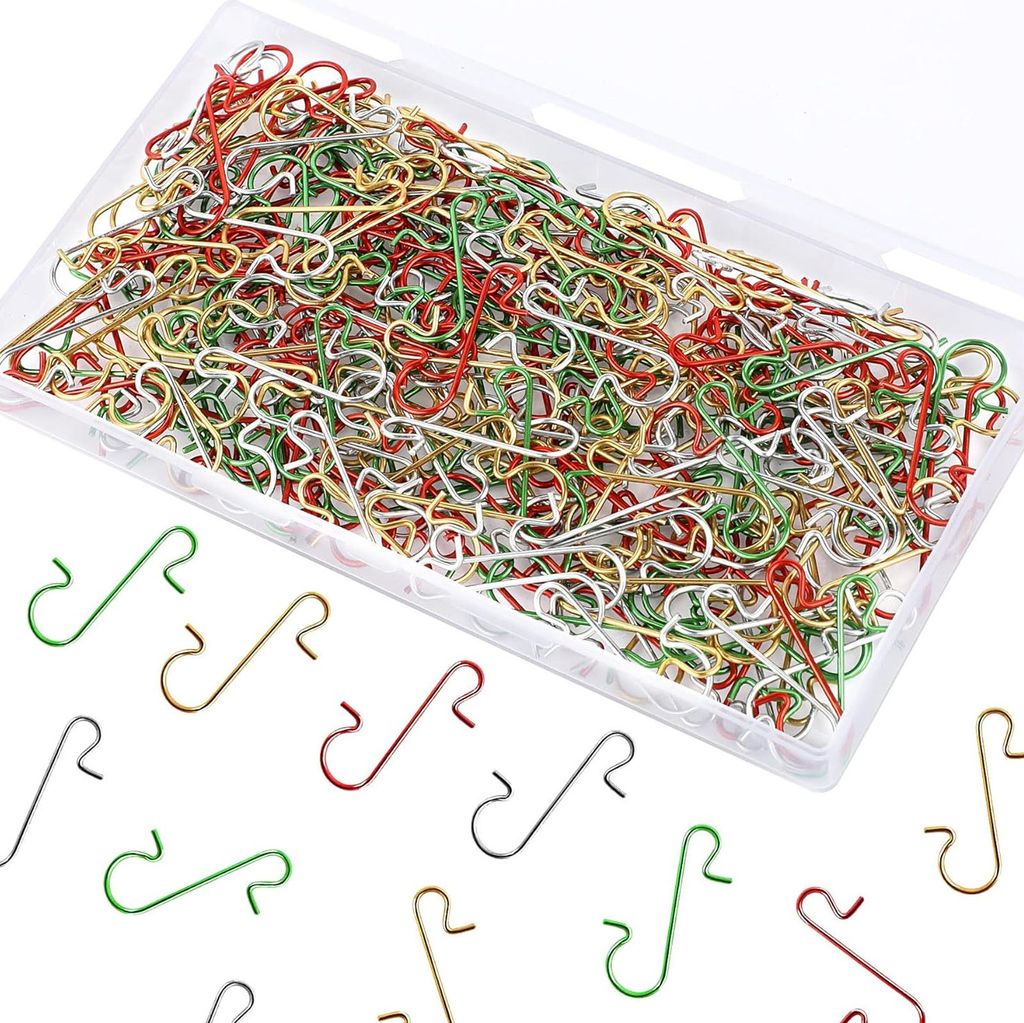 240 Stück Weihnachtsschmuckhaken Metalldrahthaken S-förmige Aufhänger mit Aufbewahrungsbox für Ornamenthaken Weihnachtsbaum (Gold, Silber, Rot ...