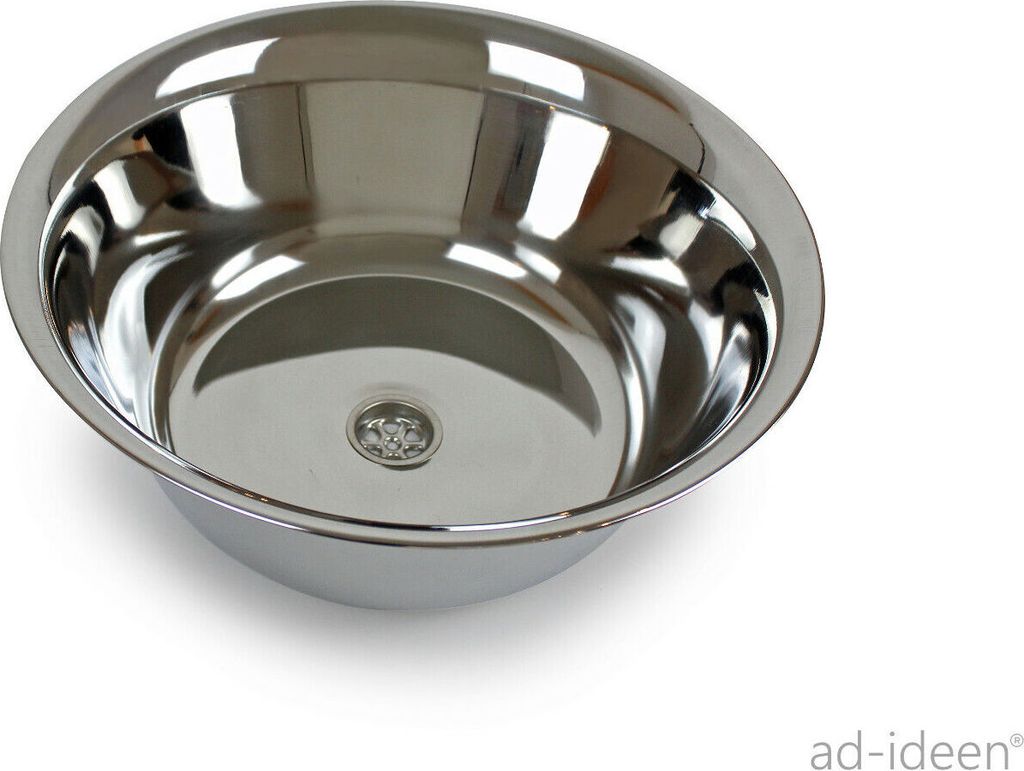 Spülbecken Waschbecken aus Edelstahl 36 cm Ø + 19mm Ablauf Boot Yacht Reisemobil