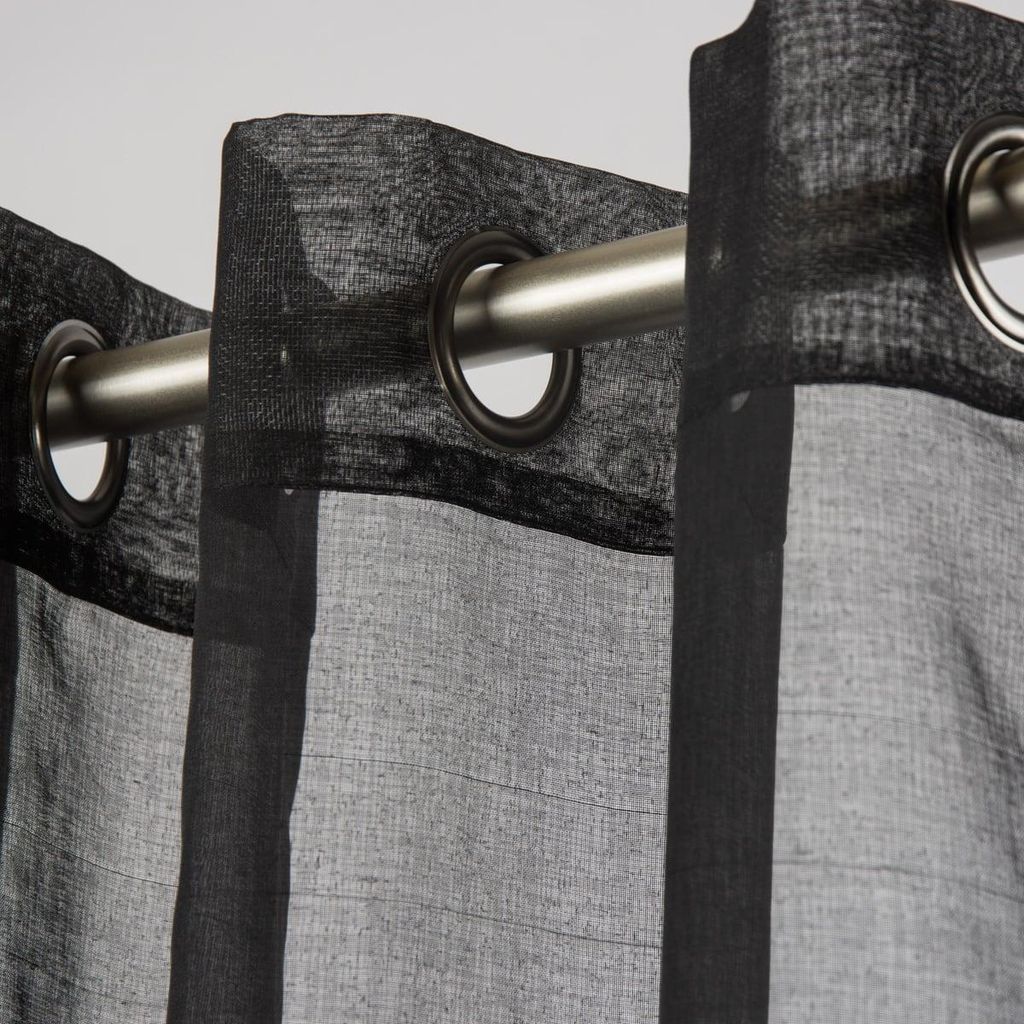 Fertiggardine Ösengardine einfarbig Voile Struktur schwarz 135x260cm