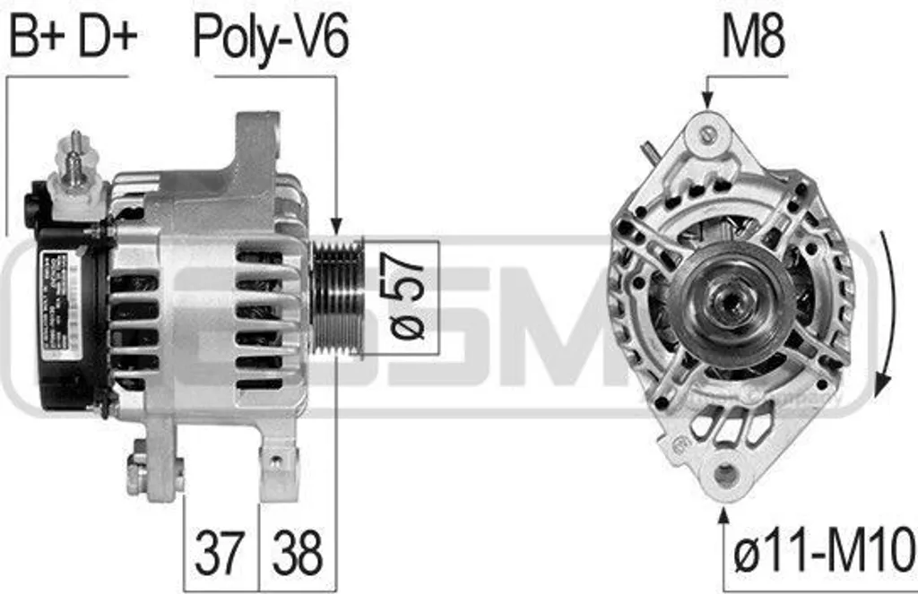 Alternateur ERA 210830A compatible OE 5702 J2 pour Citroën C1 et Aygo