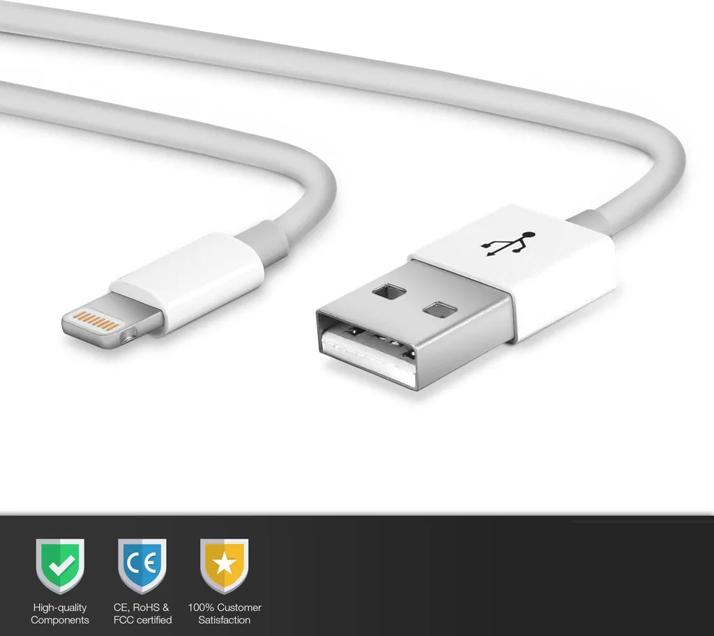 Câble USB compatible iPhone 7 6 5 SE - Lot de 2 pour éviter les pannes