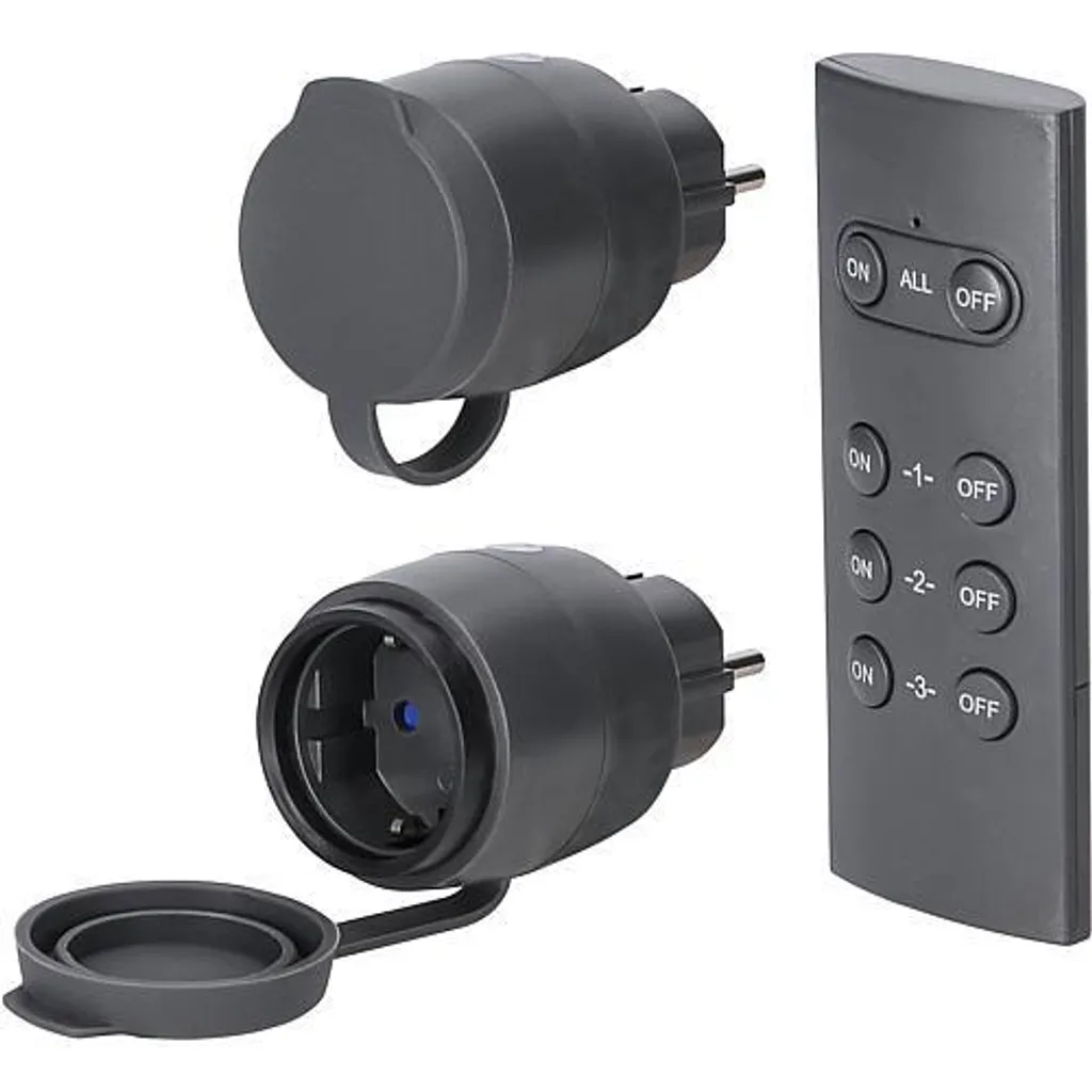 Prise Télécommandée Extérieure IP44 Noir Set Mini pour Éviter l'Humidité - 4