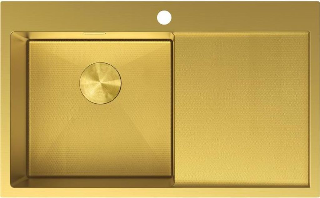 Mexen Exar Edelstahl-Spülbecken 1-Becken mit linker Abtropffläche 780 x 480 mm, gold HC - 6433781010L-55HC