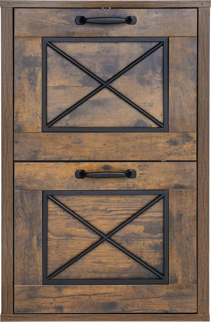 SucceBuy Armoire à dossiers en bois 2 tiroirs marron pour bureau pro