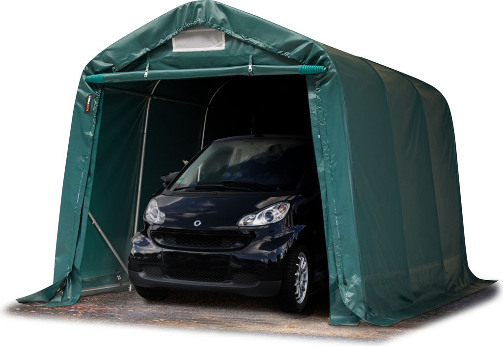TOOLPORT Garagenzelt Carport 2,4 x 3,6 m in dunkelgrün Unterstand Lagerzelt 800 N PVC Plane und stabiler Stahlrohrkonstruktion